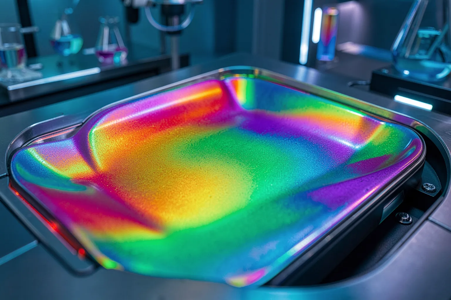 Smart material surface with thermochromic color-changing properties in laboratory