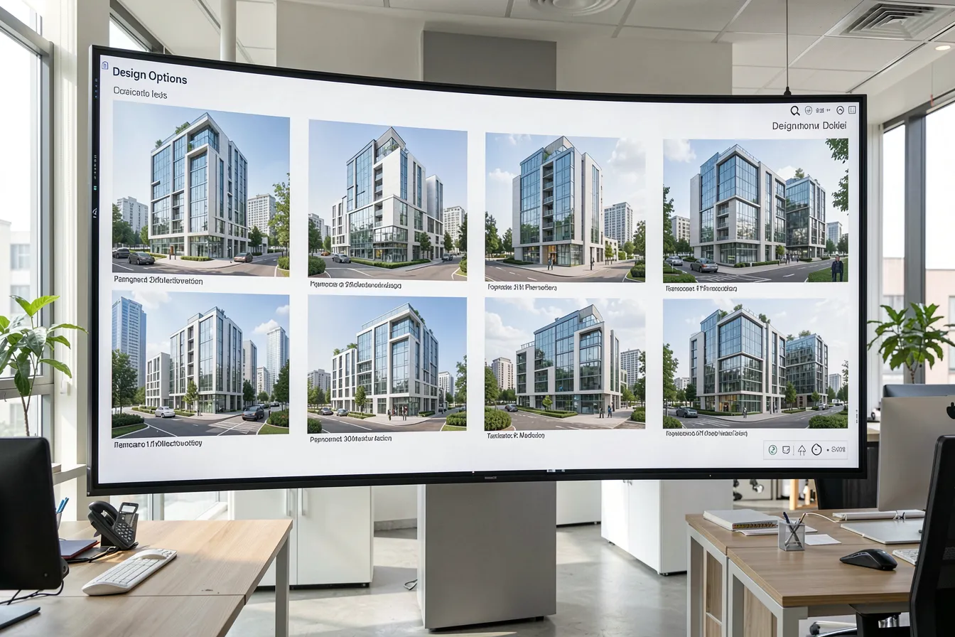 AI copilot assisting an architect with a parametric 3D building model