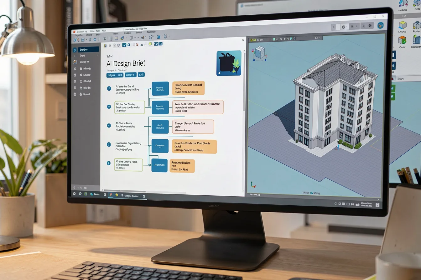 Workstation screen showing an AI design agent running a multi-step CAD design workflow
